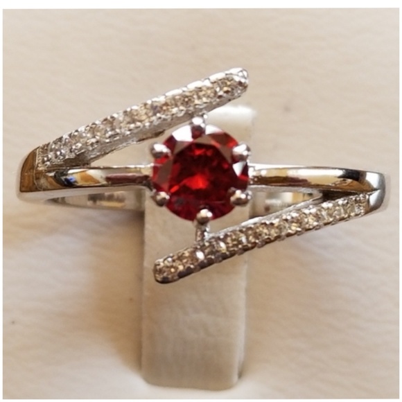 Jewelry - Genuine 1ct Ruby and White Sapphire Ring 8